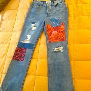 Free People Patchwork Jeans